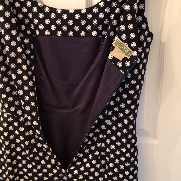 Esprit Navy & White Polka dotted Tailored Mini dress ~ size 3/4 - Picture 7 of 10